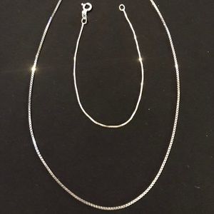 Box Link Sterling Silver Necklace + Bracelet